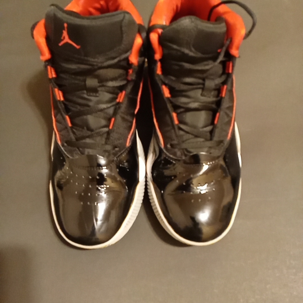 Jordan Stay Loyal Patent Bred Kids Black and Red Athletic Sneakers
